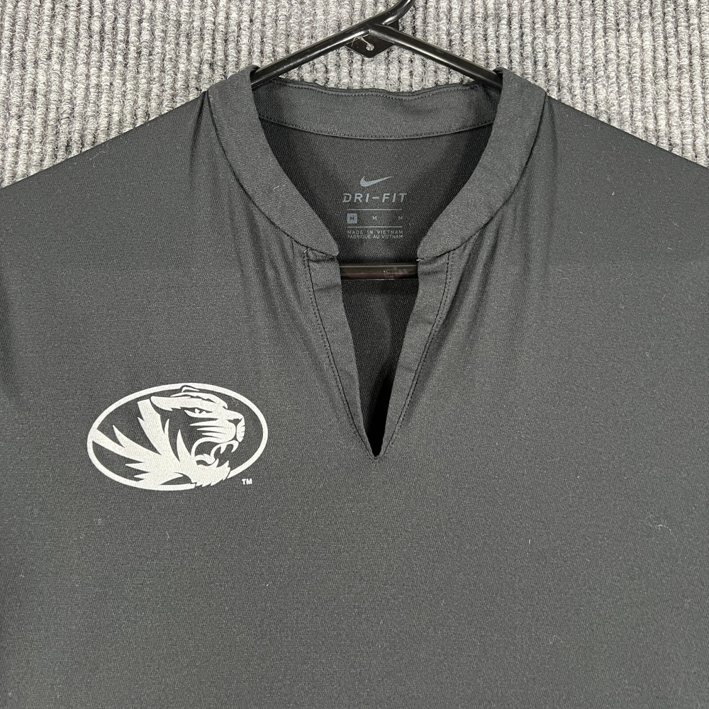 Missouri Tigers Mizzou Womens Shirt Nike Medium Black Short Sleeve V Neck SEC